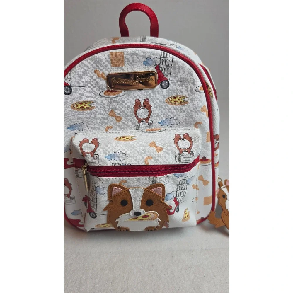 Jaxson & Friends Corgi in Italy Mini Backpack and Wallet Set Pizza Travel White